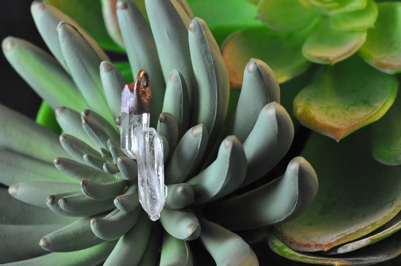 Staggered Twin Quartz Point Pendant #1